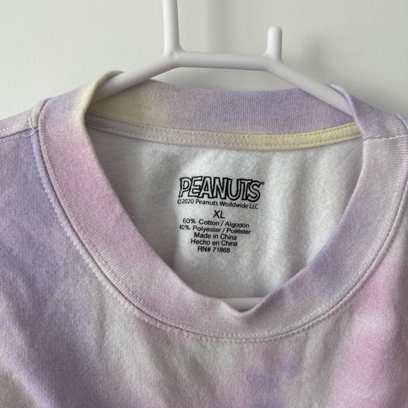 Peanuts Pastel Tie-Dye Crewneck Sweatshirt in Yellow, Lavender, Pink - Picture 5 of 7